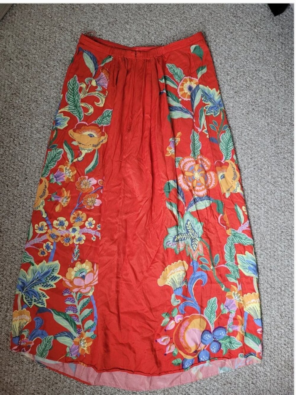 Anthropologie Strapless Pleated Column Colorful Floral Midi Dress size 1X - Picture 3 of 5